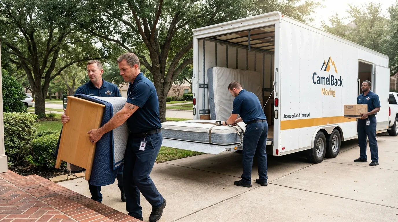 Crew loading residential truck for cross-state move from Travelers Rest, SC